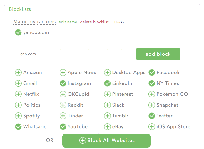 Select desktop app filter in your blocklists