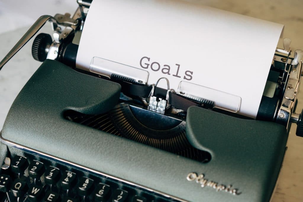 long-term goals, goals written on a typewriter