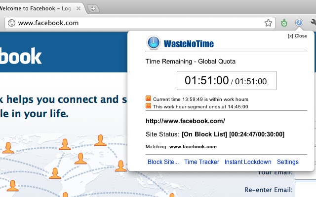 WasteNoTime browser extension