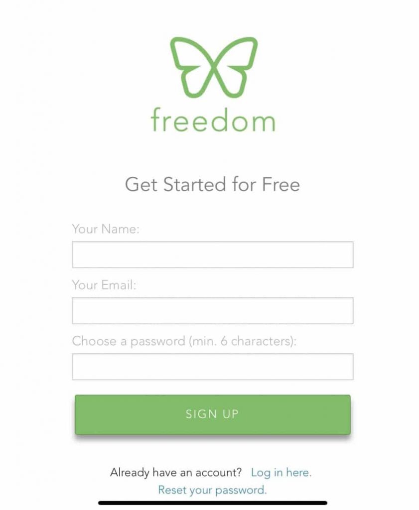 sign up for a freedom account